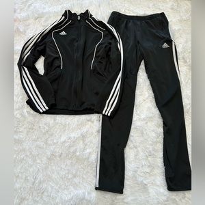 Adidas Women’s Track Suit Small Black and White Stripes
